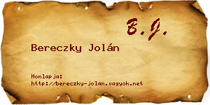 Bereczky Jolán névjegykártya
